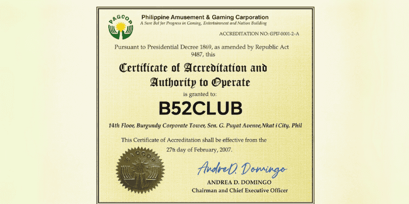 B52CLUB được cấp giấy phép hợp pháp với PAGCOR